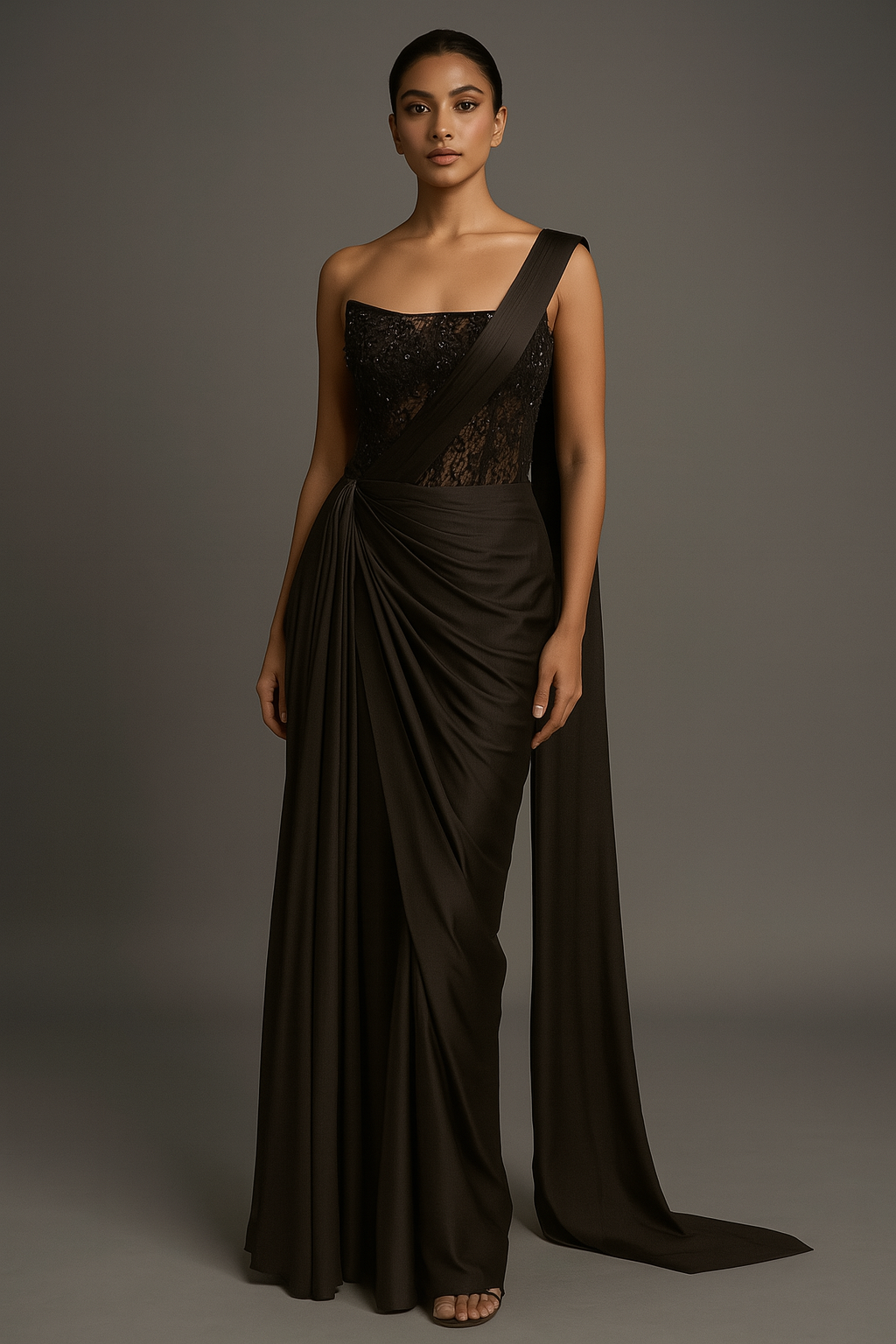 BLACK CHANTELLE SAREE