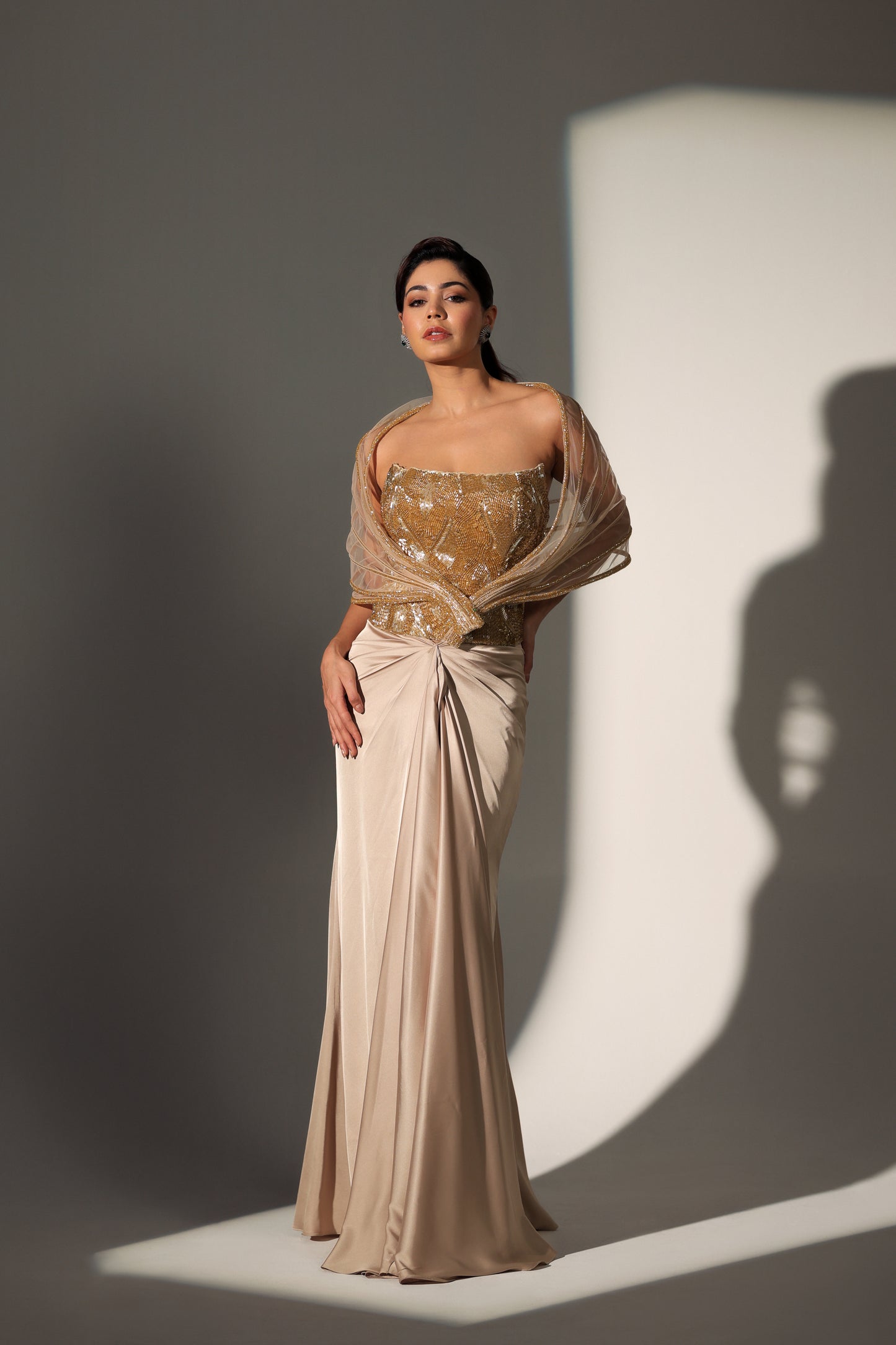 ELISE POWER SHOULDER CORSET SKIRT SET