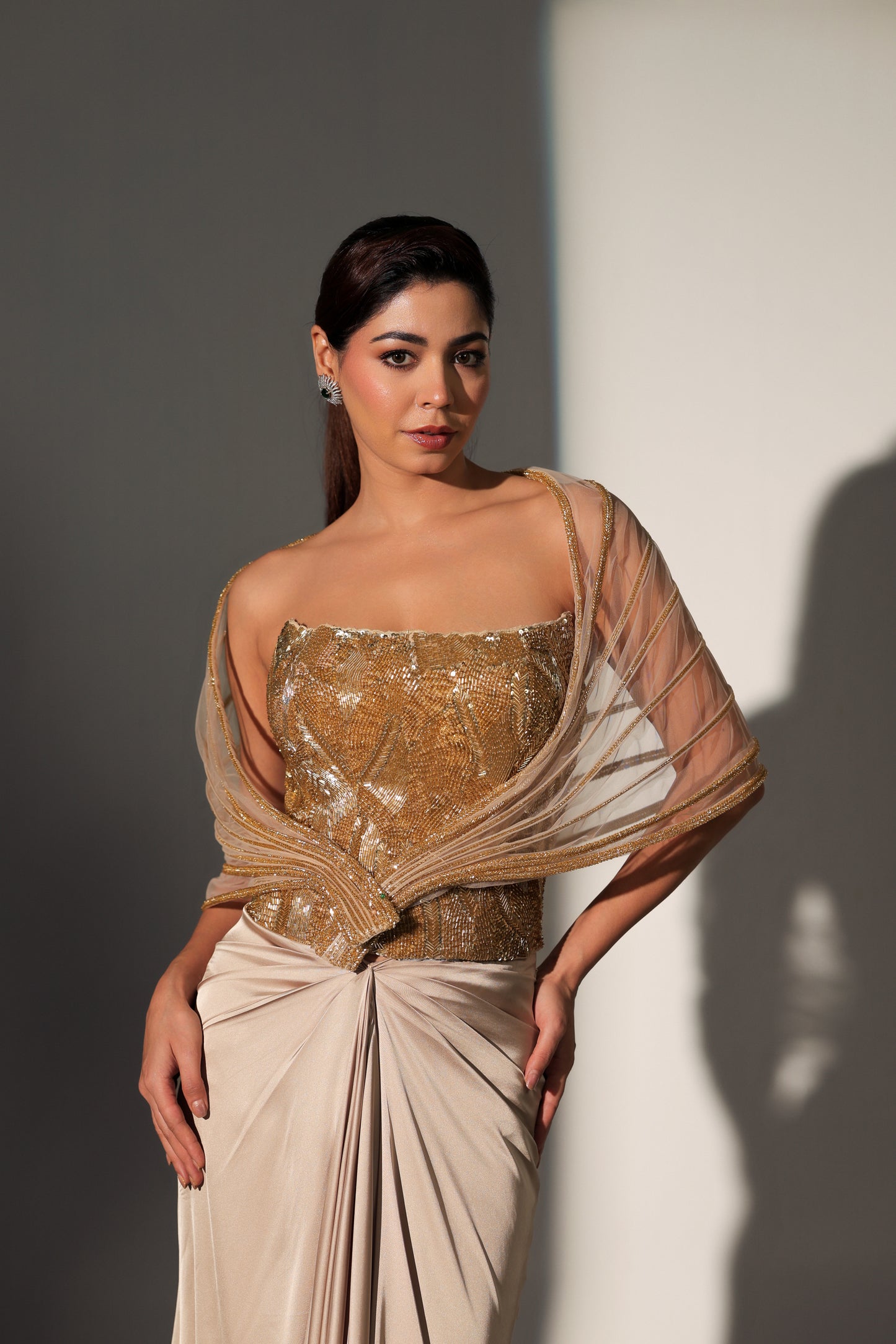 ELISE POWER SHOULDER CORSET SKIRT SET