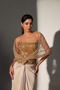 ELISE POWER SHOULDER CORSET SKIRT SET