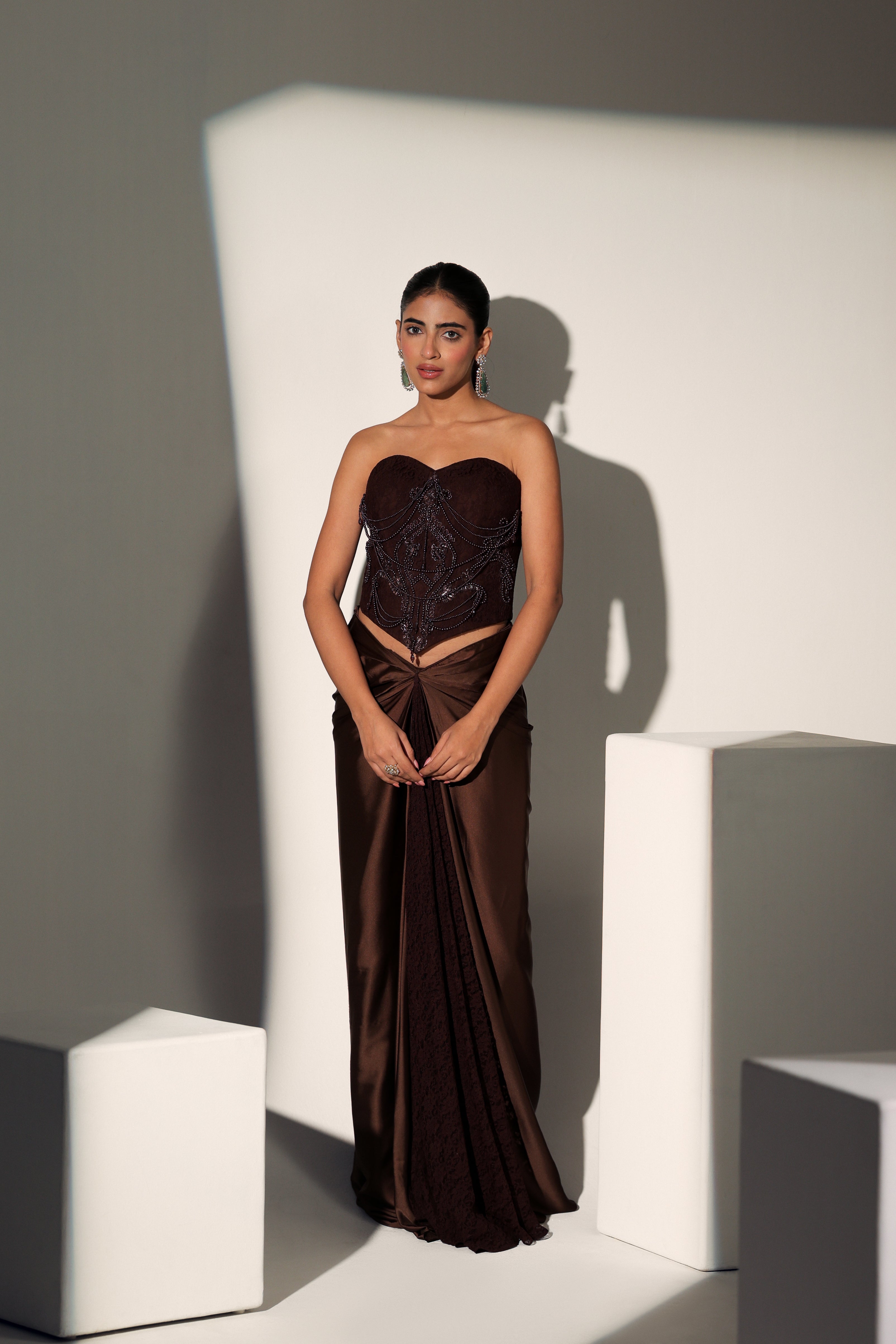 HOLLY CHANTELLE CORSET DRAPE SKIRT SET