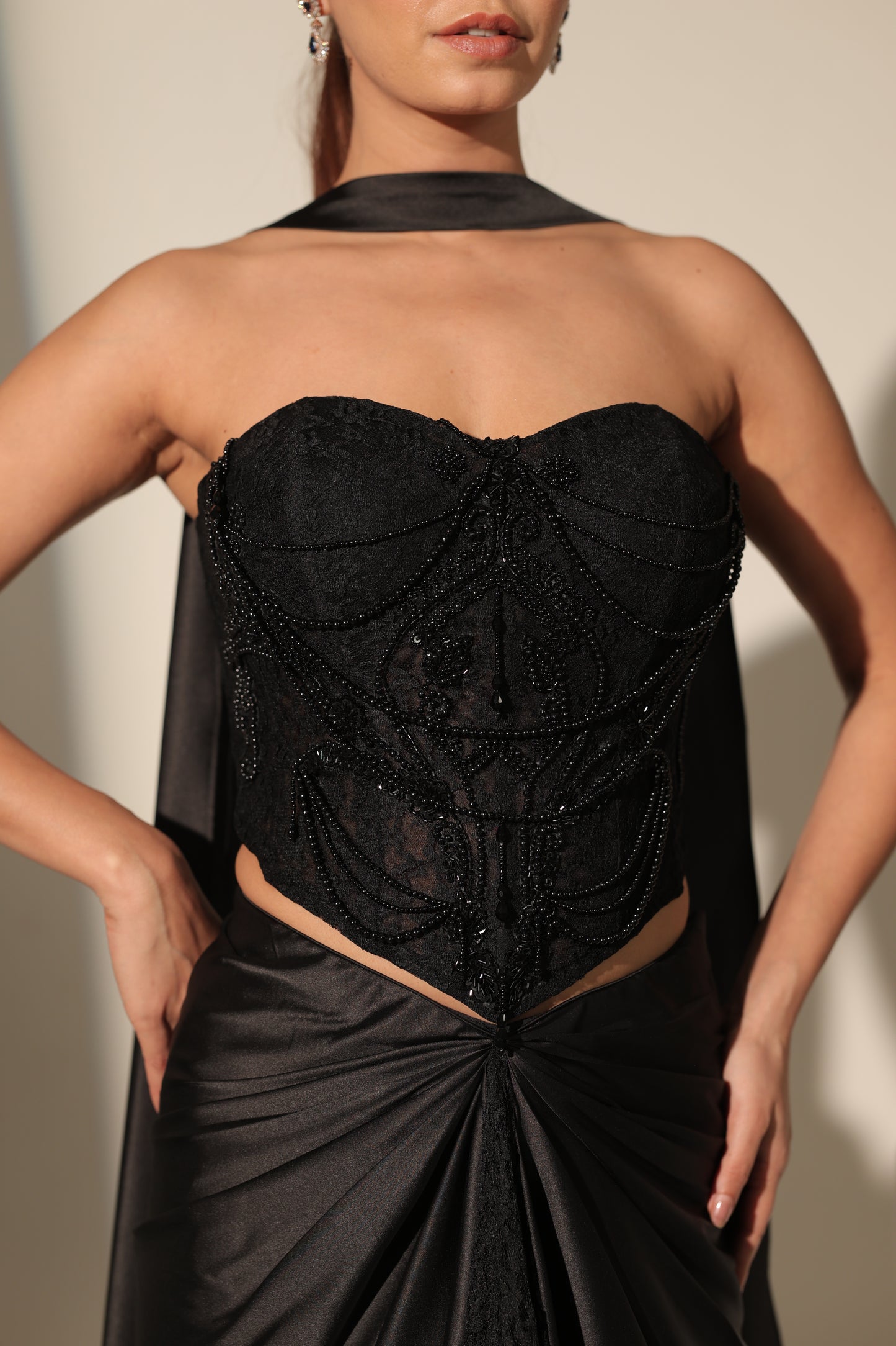 BEATRIX CHANTELLE CORSET DRAPE SKIRT SET