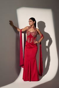 ELIZABETH HALTER CORSET MERMAID SKIRT SET