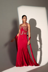 ELIZABETH HALTER CORSET MERMAID SKIRT SET