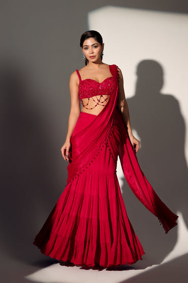 CARRIE LAYERED DRAPE SKIRT SET