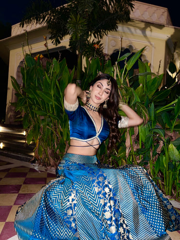 AEGAN BLUE BANARSI LEHENGA