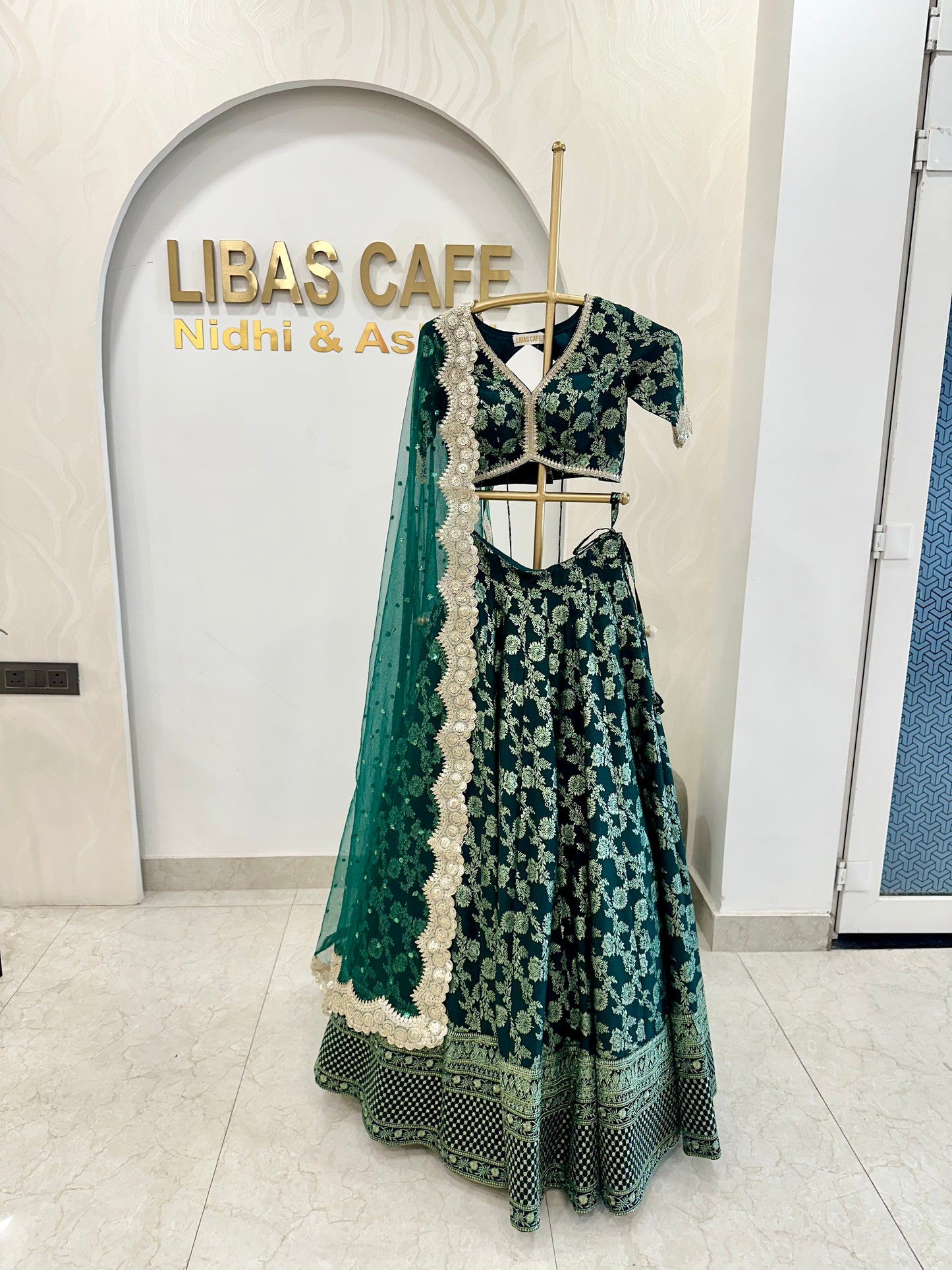 GREEN BANARSI LEHENGA