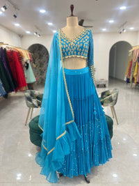 Blue Layered Lehenga