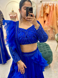 Blue Layered Pearl Lehenga