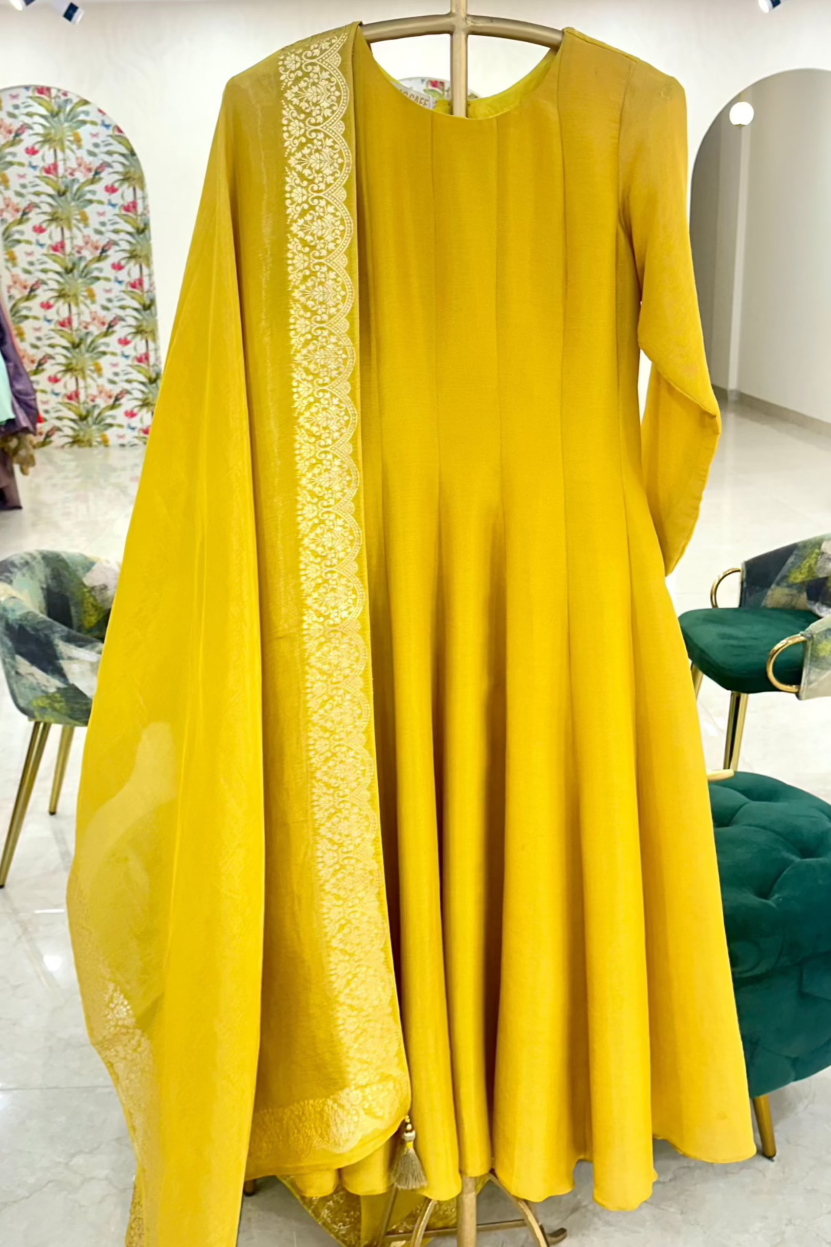 Yellow Tissue A-line suit