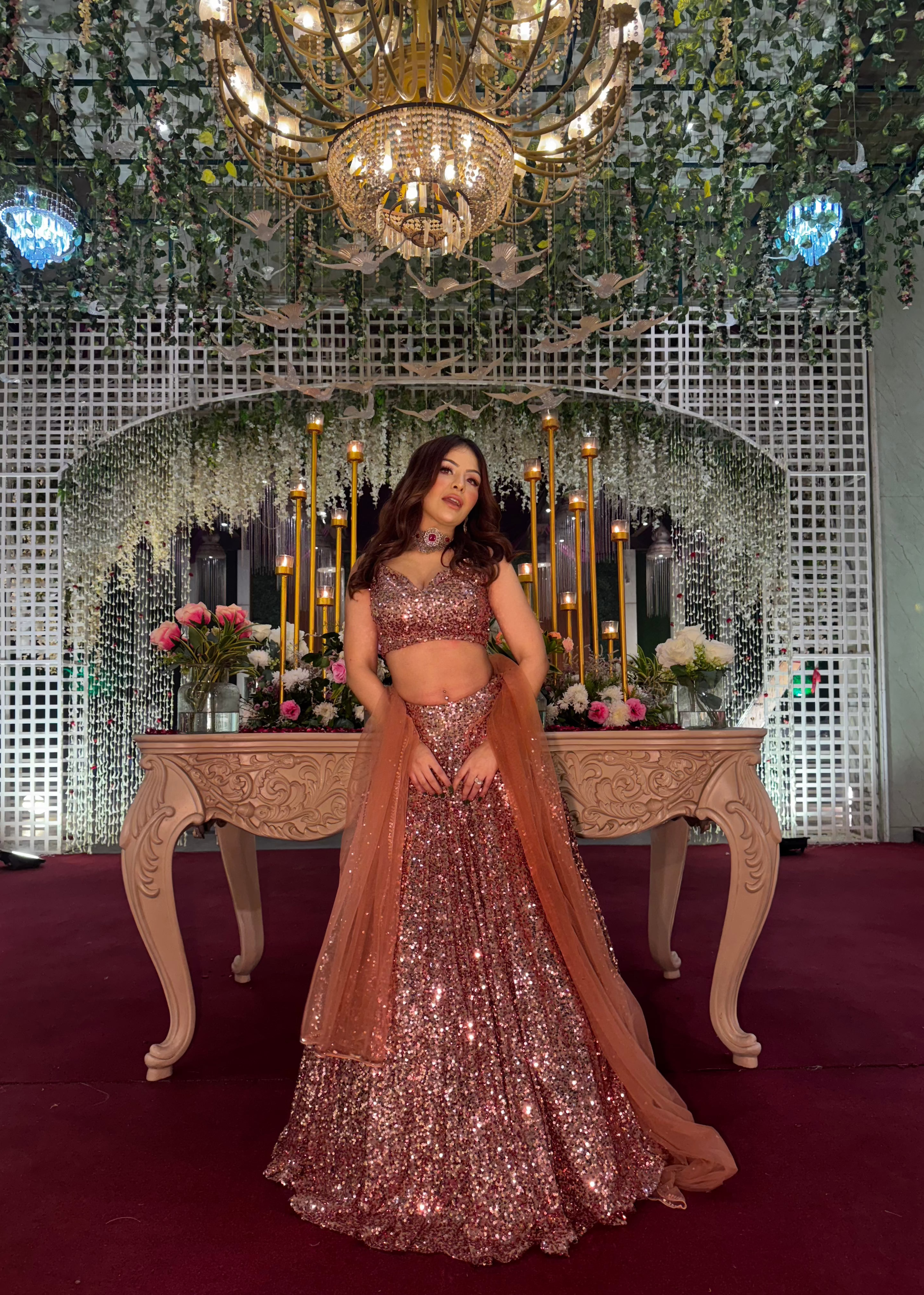 Rose Sequin Lehenga