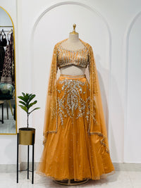 Rust Golden Lehenga