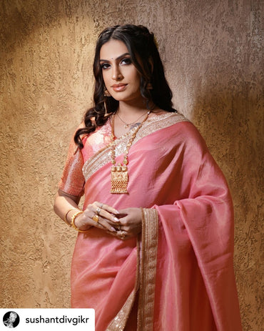 Pink Tissue Saree