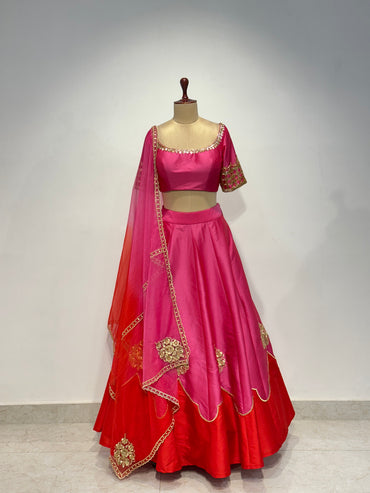 PINK RED LEHENGA