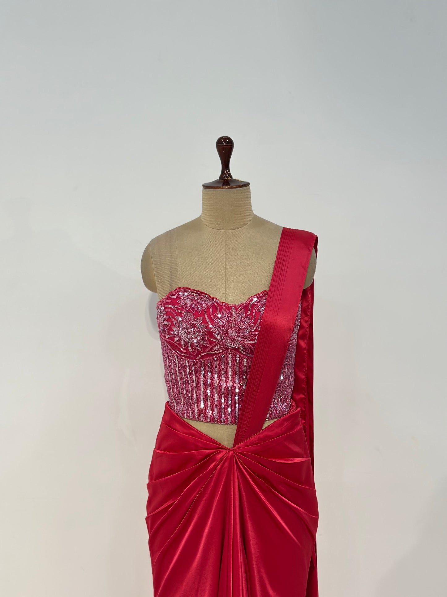 PINK EMBROIDERED CORSET SAREE