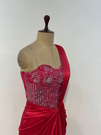 PINK EMBROIDERED CORSET SAREE