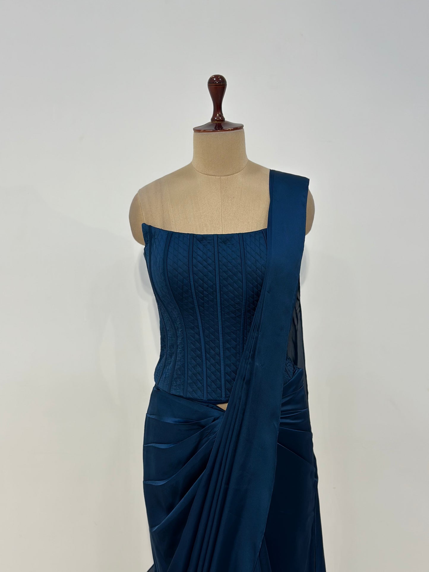 TEAL BLUE CORSET SAREE