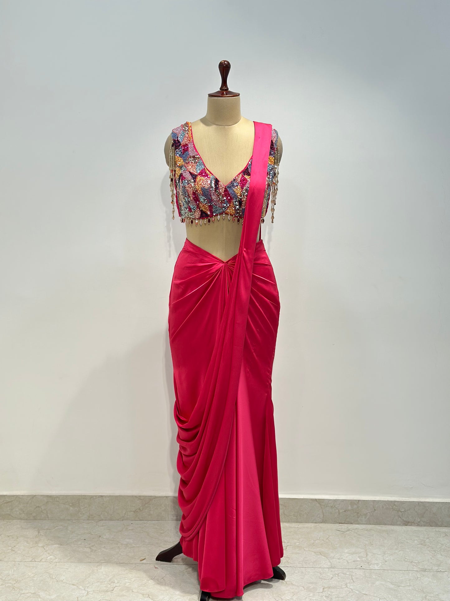 PINK MULTICOLORED BLOUSE SAREE