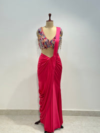 PINK MULTICOLORED BLOUSE SAREE