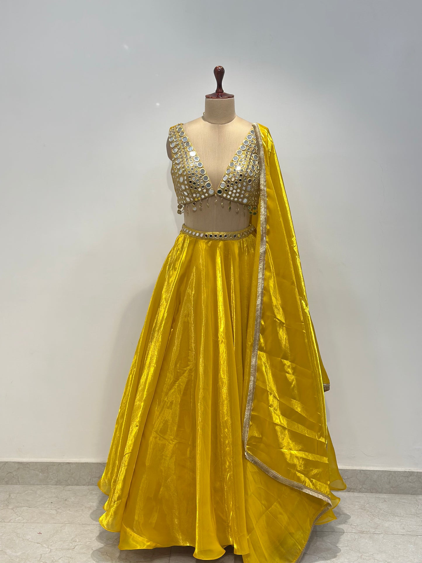 YELLOW MIRROR LEHENGA