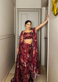 FLORAL CAPE DHOTI SET