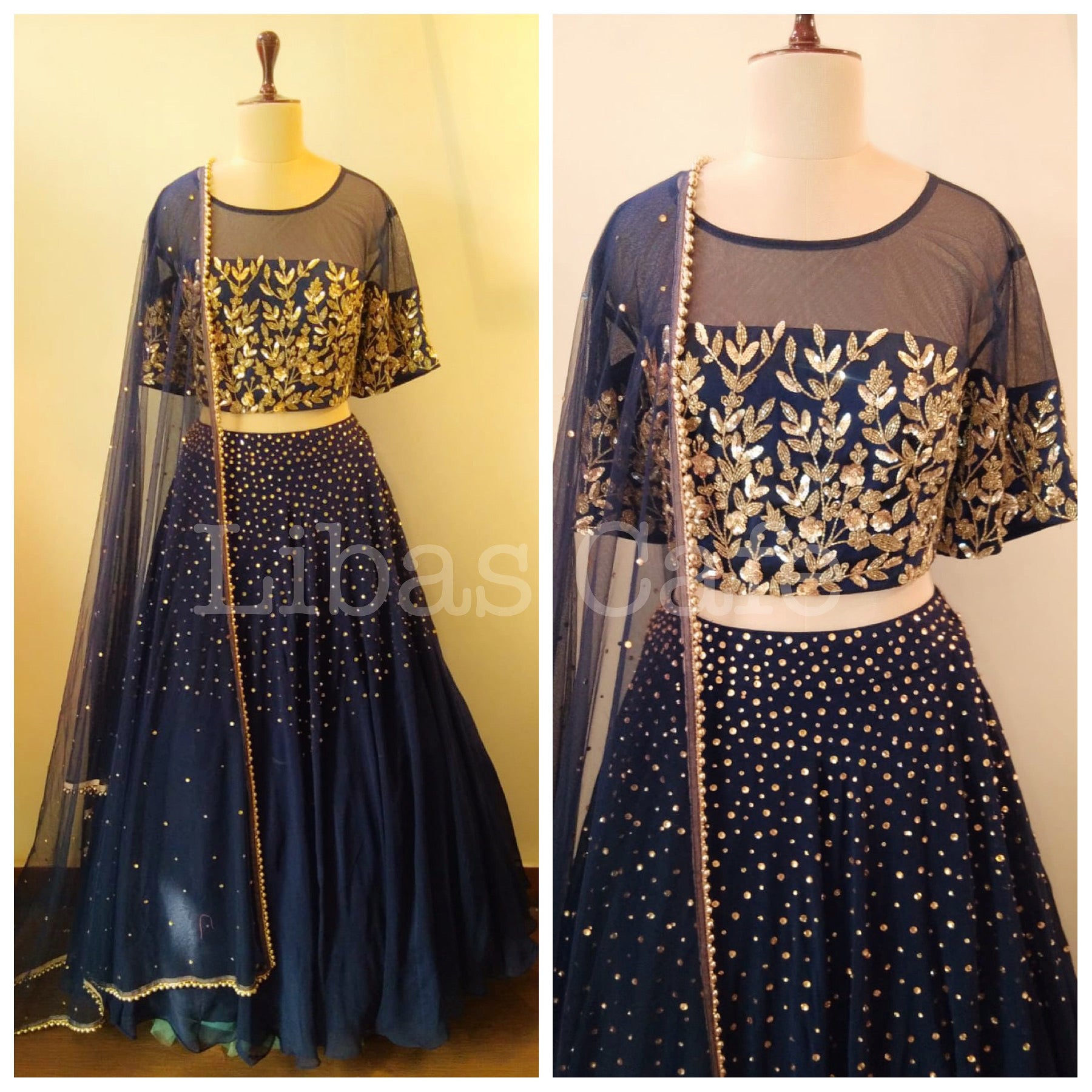 Navy Blue Embroidered Lehenga