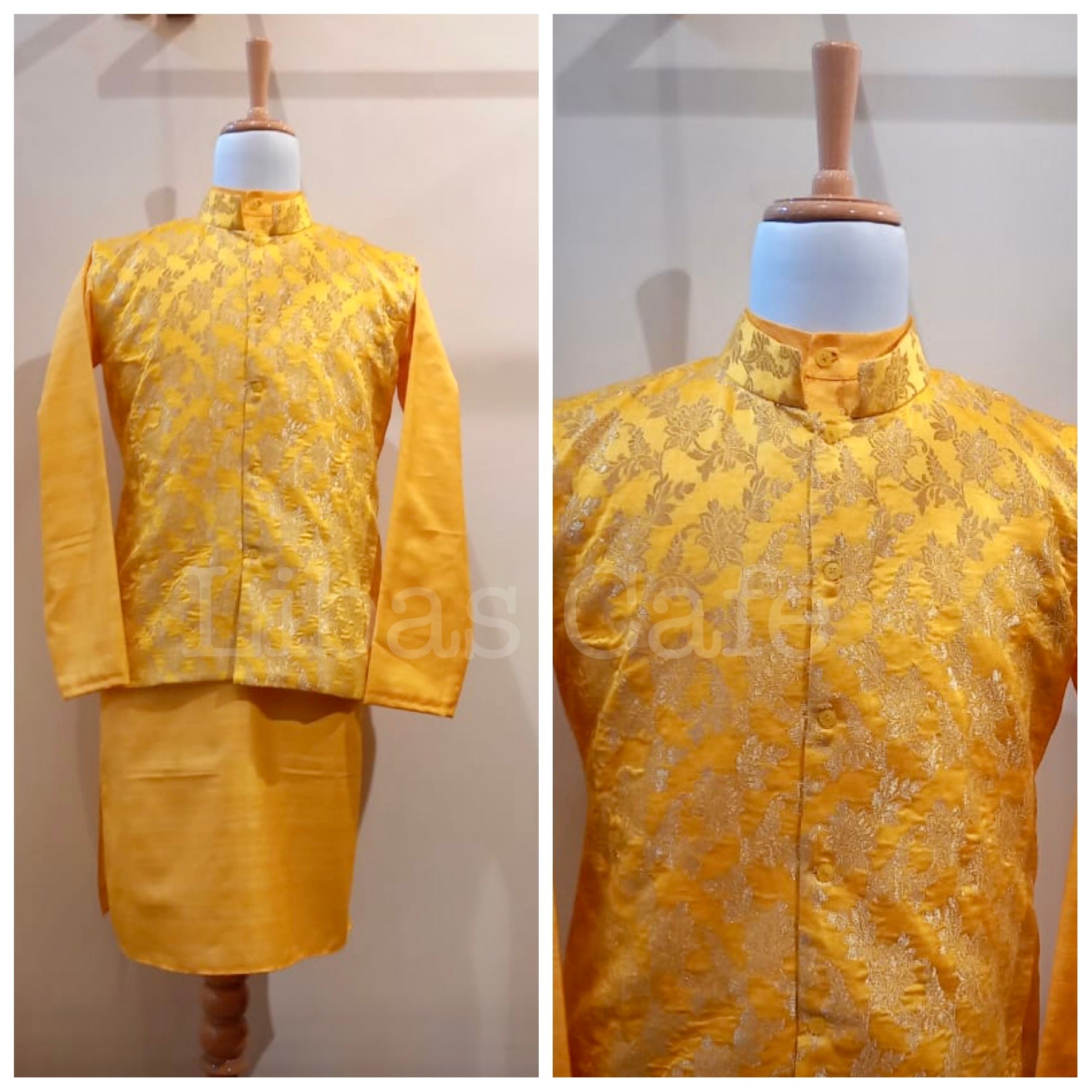 Yellow Nehru Jacket Kurta Set