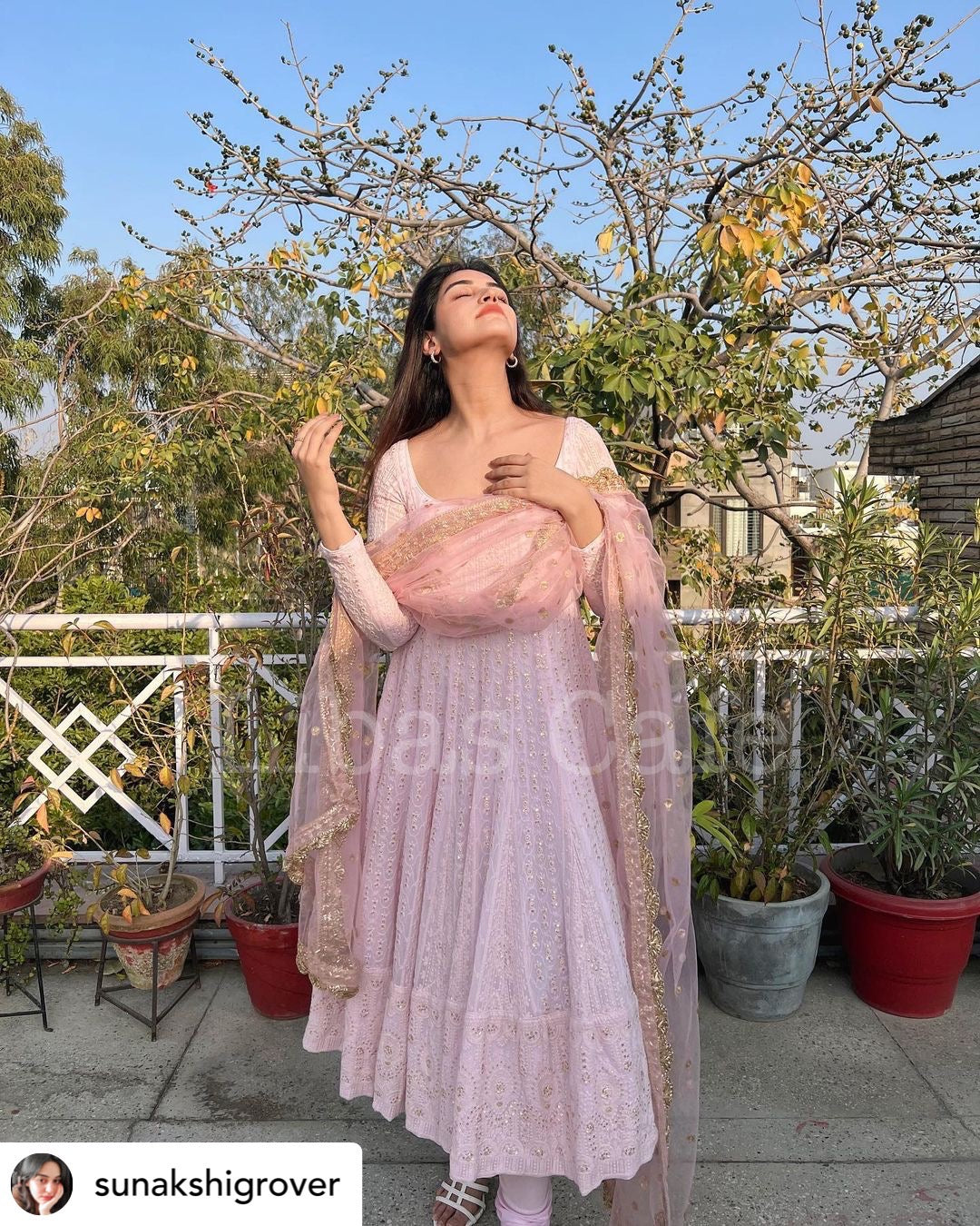 Sonakshi Grover In Our Baby Pink Lakhnavi Flared Anarkali