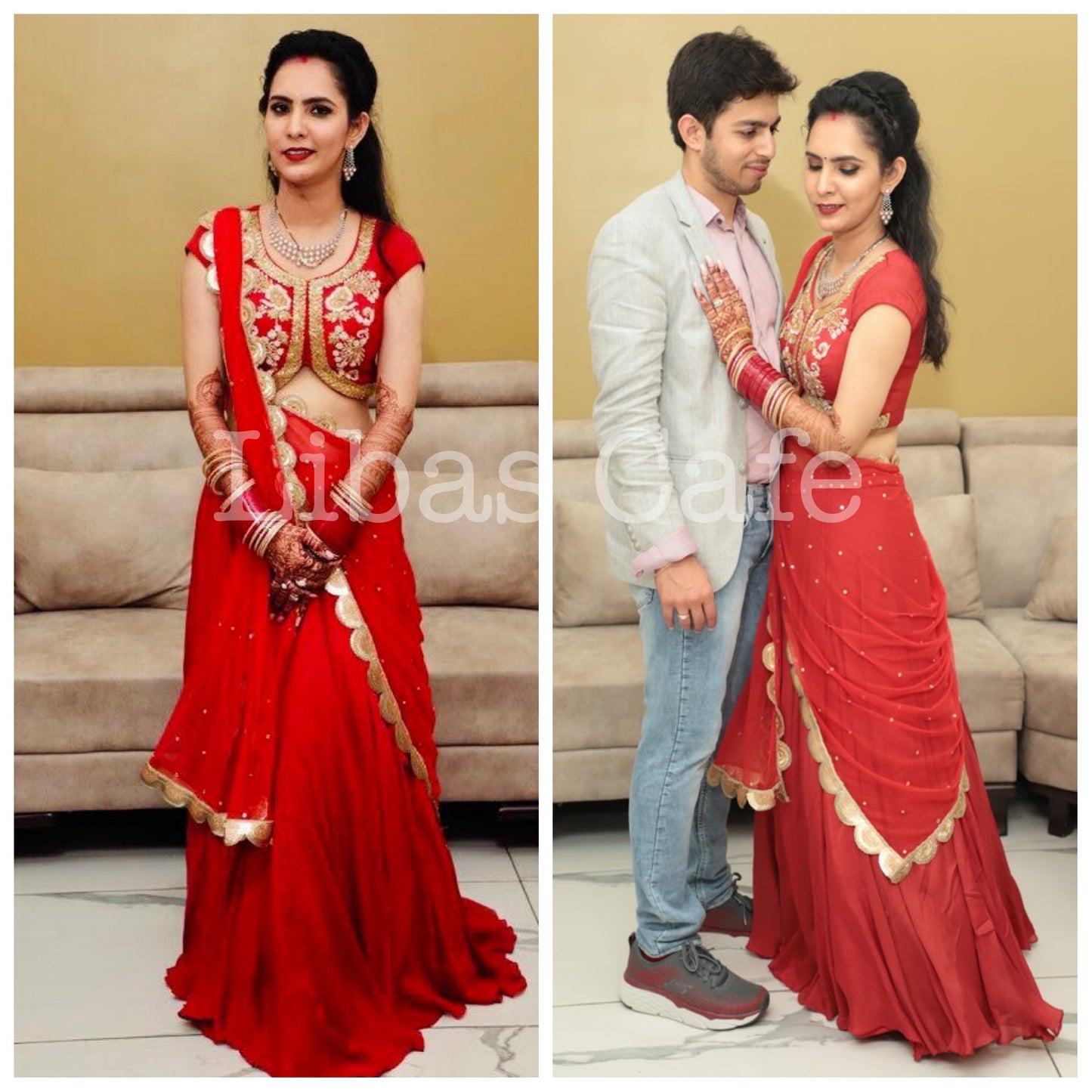 Client In Red Short Jacket Lehenga