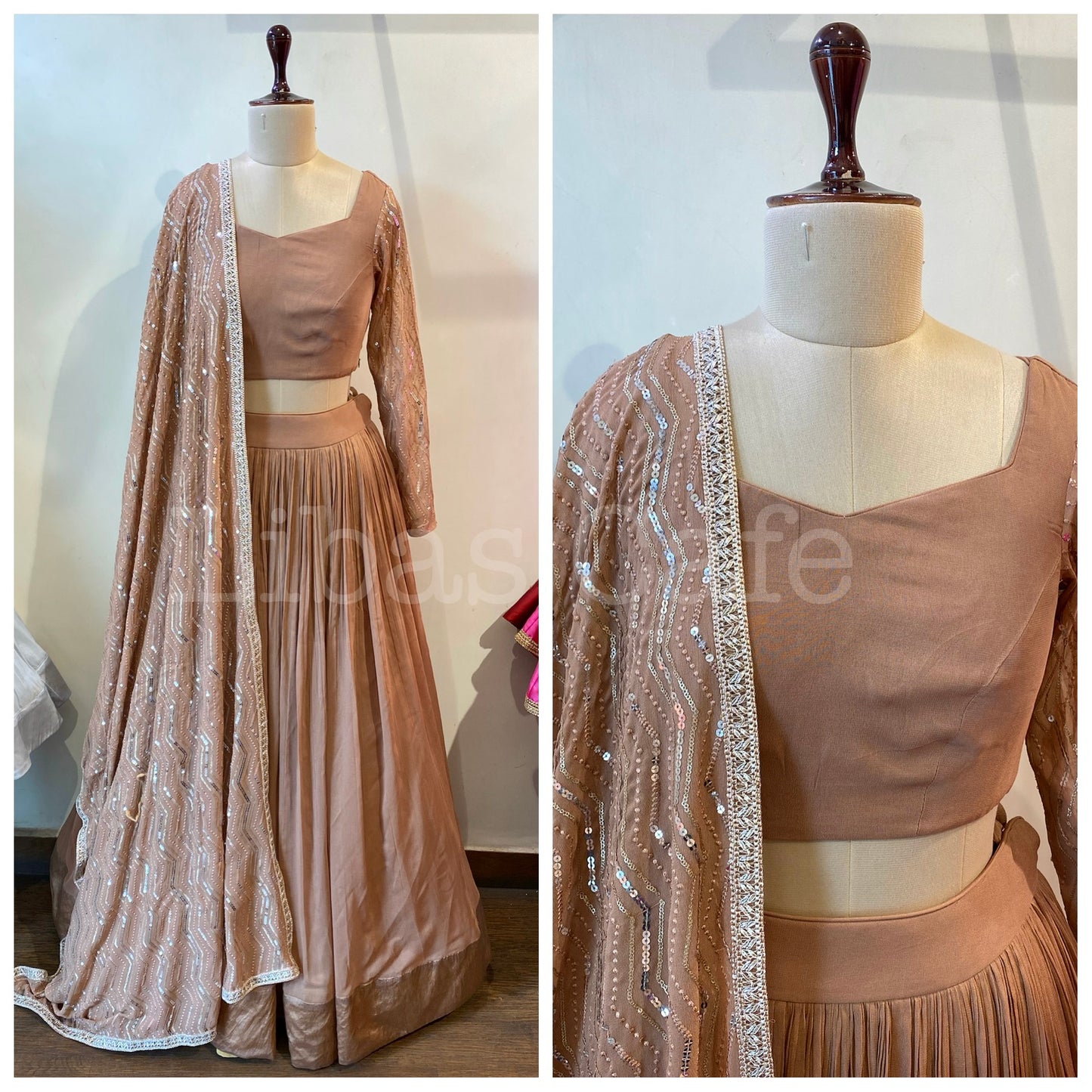 Beige Gold Lehenga With Heavy Embroidered Dupatta