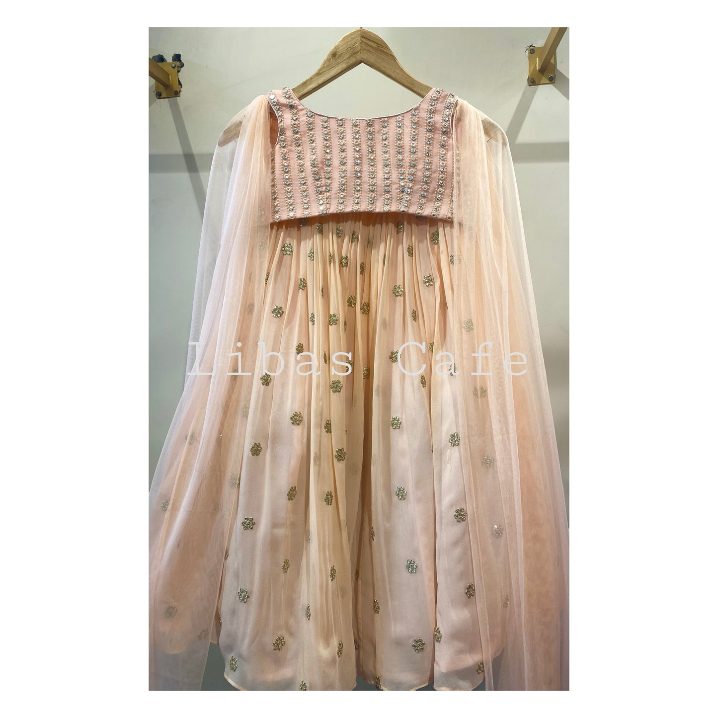 Peach Aeroplane Sleeves Baby Girl Lehenga