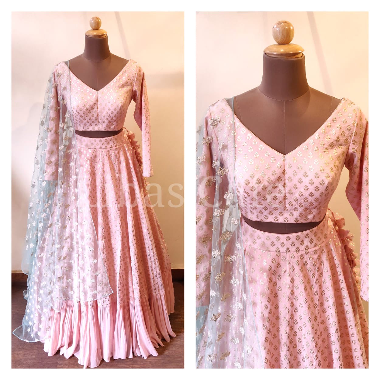 Peach Chanderi Lehenga