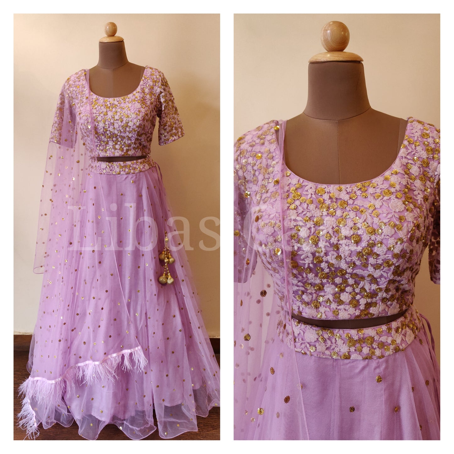Lilac Net Lehenga And Embroidered Blouse