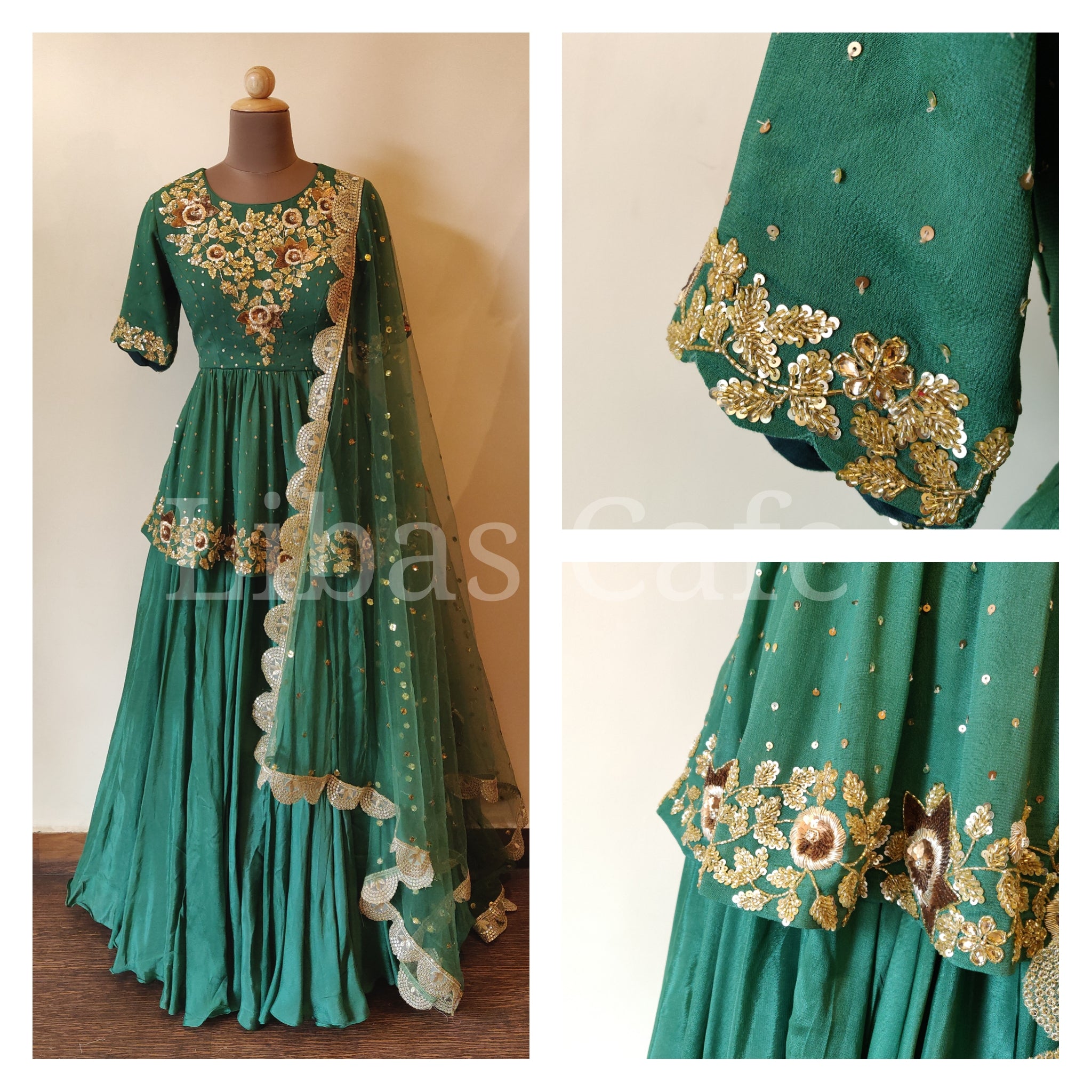 Jade Green Peplum Lehenga