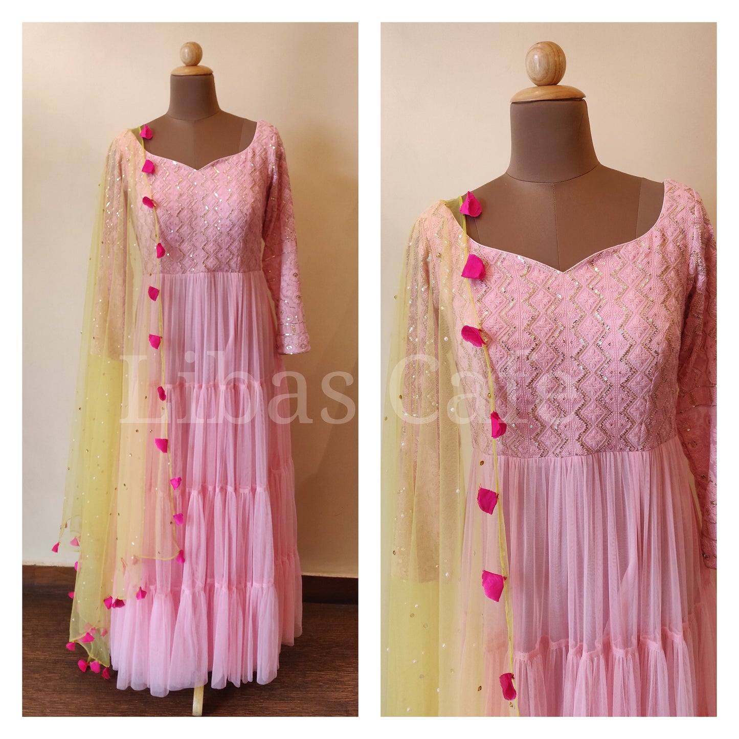 Rose Pink Lakhnavi Anarkali Suit