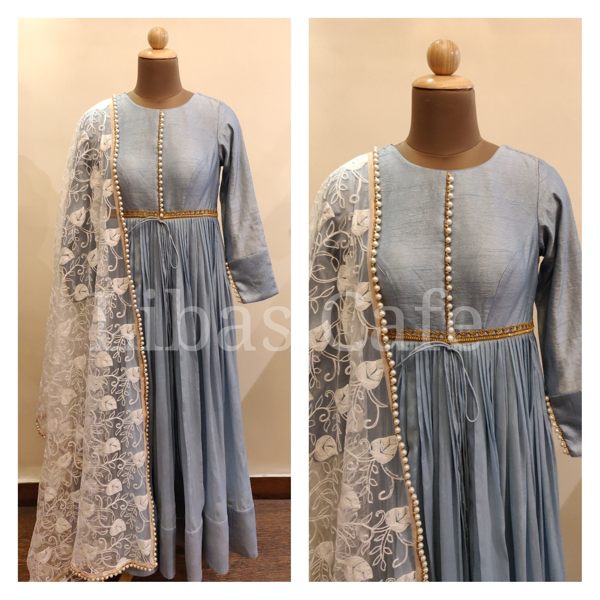 Powder Blue Chanderi Anarkali Suit