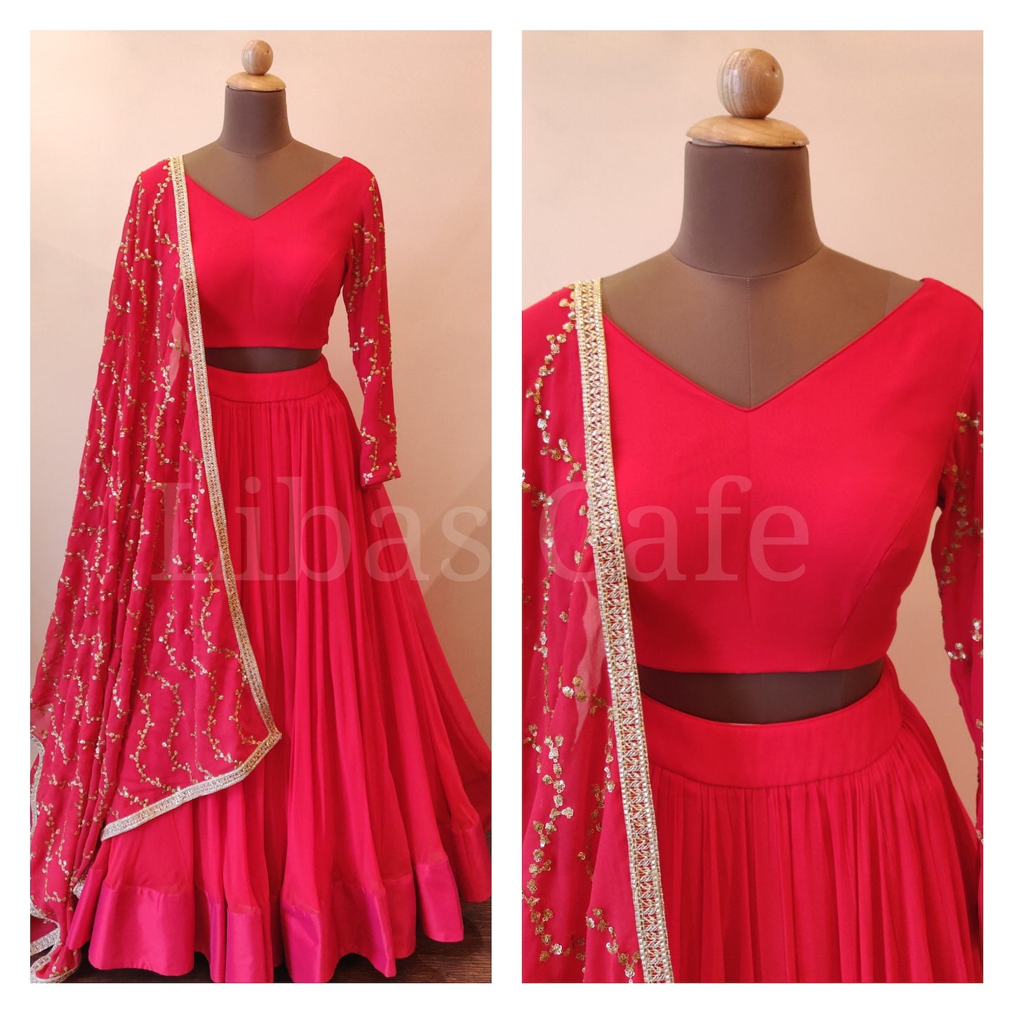 Red Lehenga With Heavy Embroidered Dupatta