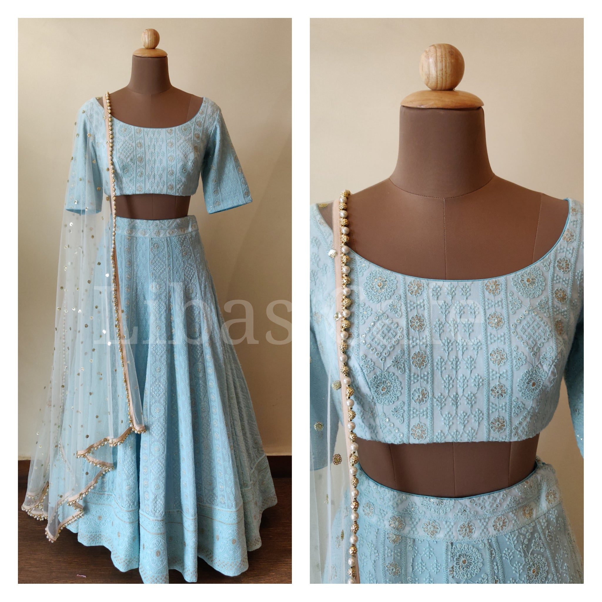 Pastel Blue Chikankari Lehenga