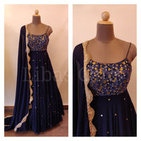 Navy Blue Strapped Anarkali/gown