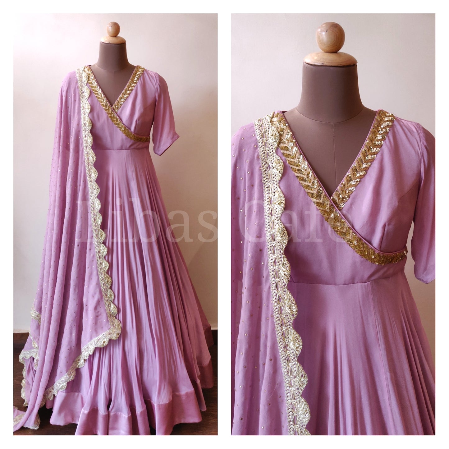 Lilac Overlap Angrakha Anarkali Suit