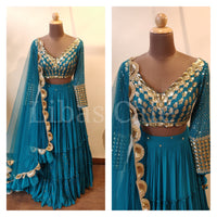 Client In Our Teal Blue Gathered Lehenga
