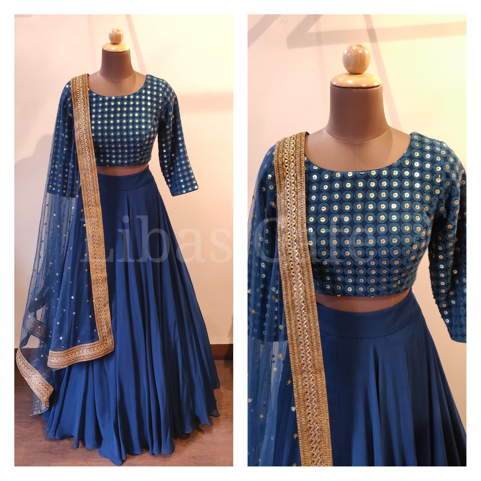 Peacock Blue Lehenga With Heavy Embroidered Blouse