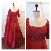 Red Hand Embroidered Anarkali Suit
